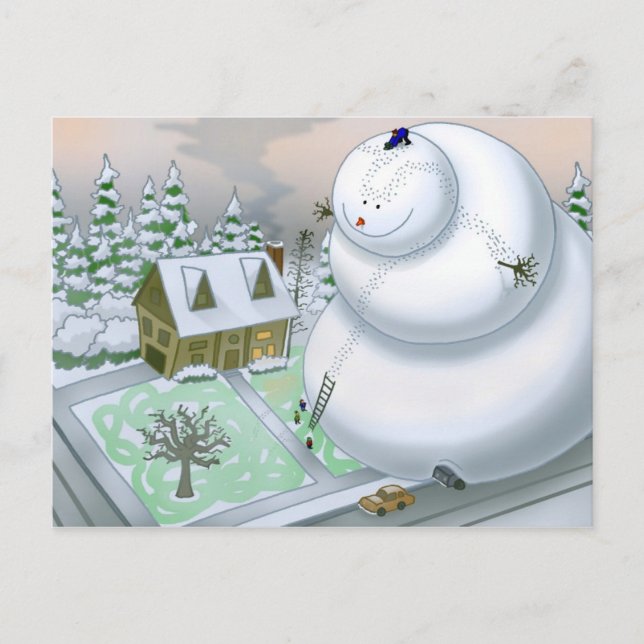 Cartão Postal do Boneco de Neve Gigante (Frente)