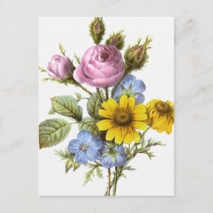 Cartão postal do buquê de flores vintage Redoute