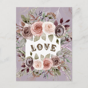 Cartão postal do buquê floral taupe de amor