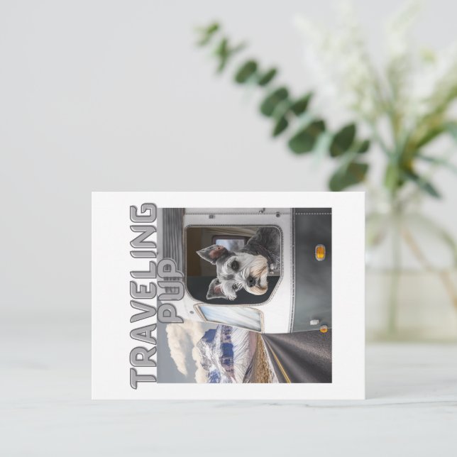 Cartão Postal do Cachorro Viajante (Em pé/Frente)