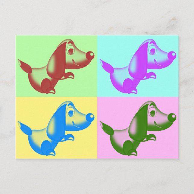 Cartão Postal do Cão Cartoon da Pop Art (Frente)