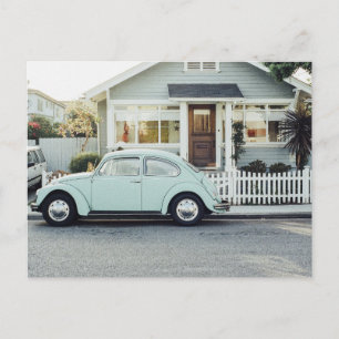Cartão postal do carro vintage & Cottage BLUE BUG