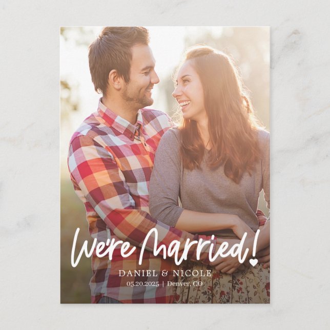 Cartão Postal Do Cartão-Postal De Anúncio De Casamento De Coraçã (Frente)