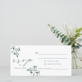 Cartão-postal do casamento RSVP do Eucalyptus Sage