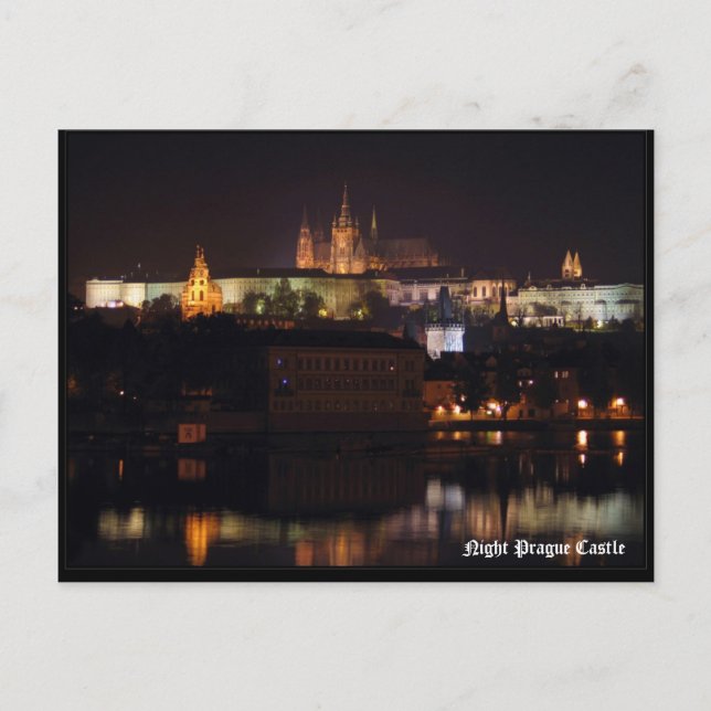 Cartão postal do Castelo de Night Prague (Frente)