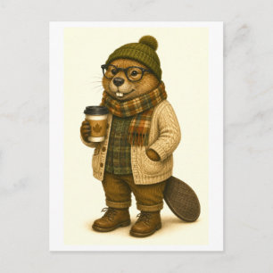 Cartão postal do castor hipster