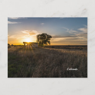 Cartão Postal do Celeiro Abandonado no Pôr do Sol 