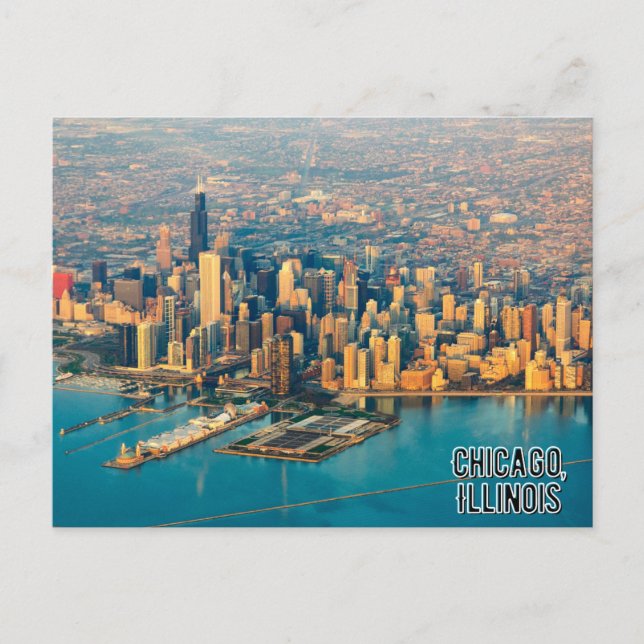 Cartão postal do Centro de Chicago Illinois (Frente)