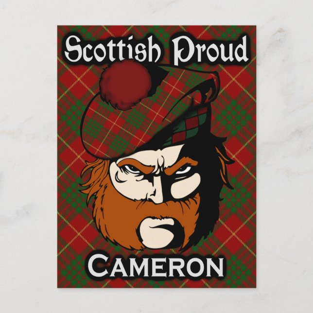 Cartão postal do Clã Escocês Cameron Tartan (Frente)