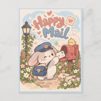 Cartão Postal do Coelhinho do Correio Feliz e Fofo