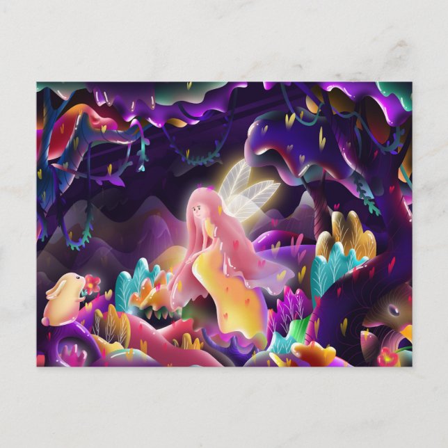 Cartão postal do coelho e da fada (Frente)