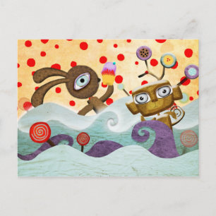 Cartão postal do coelho e do macaco
