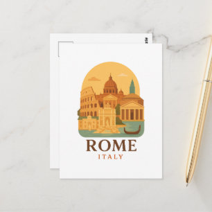 Cartão Postal do Coliseu e Panteão de Roma Antiga
