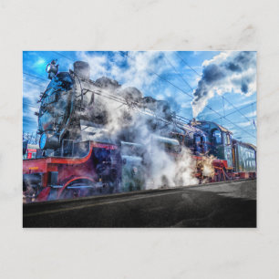 cartão postal do comboio a vapor