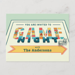 Cartão-postal do Convite Noite de Jogo de conselho