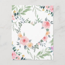 Cartão postal do coração de flor rosa