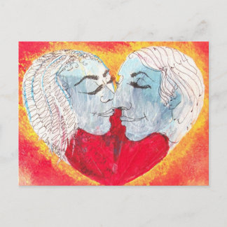 cartão postal do coração e beijo