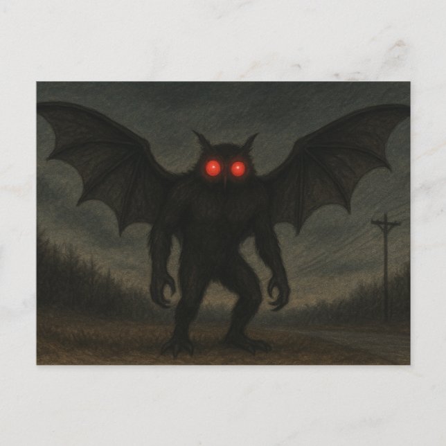 Cartão Postal do Críptido Mothman (Frente)