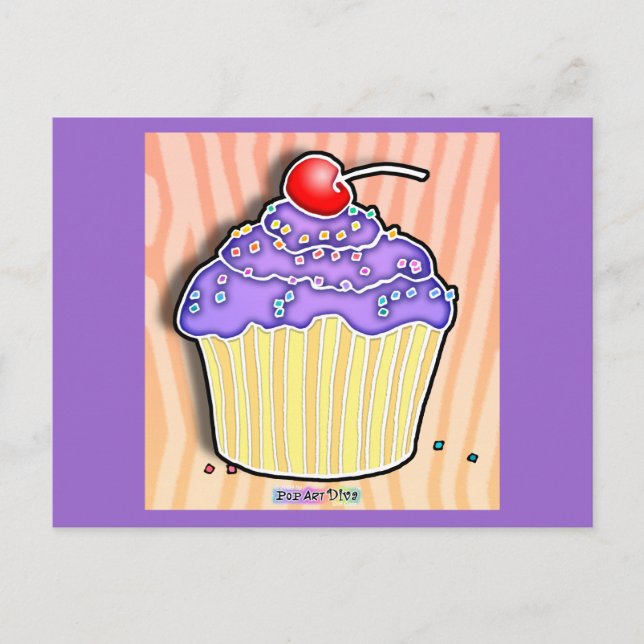 CARTÃO POSTAL DO CUPCAKE Fosco lavanda (Frente)