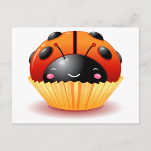 Cartão postal do Cupcake Ladybug