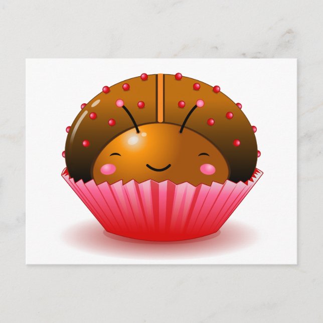 Cartão postal do Cupcake Ladybug Chocolate (Frente)