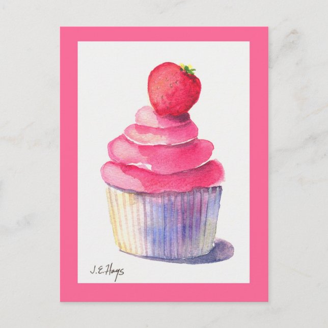 Cartão postal do Cupcake Strawberry (Frente)