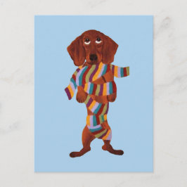 Cartão postal do Dachshund emaranhado em cachecol