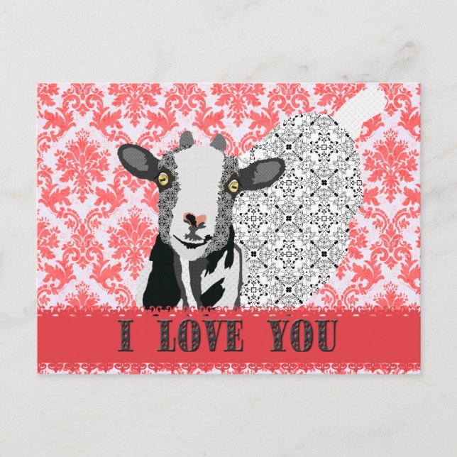 Cartão postal do Damask do Junebug Love (Frente)