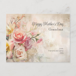 Cartão postal do Dia de as mães Vintage Floral Vov