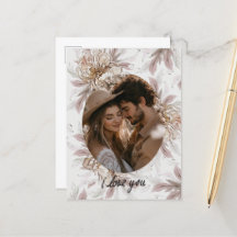 Cartão postal do Dia de os namorados Floral Boho
