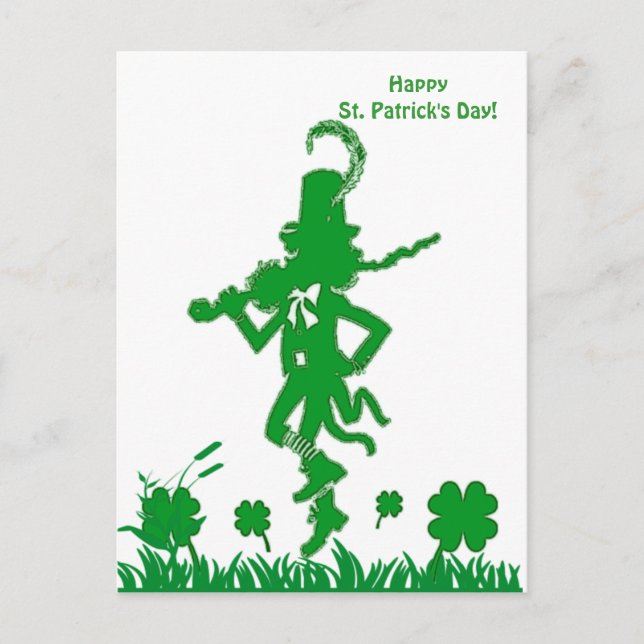 Cartão postal do dia de Patrick Leprechaun (Frente)