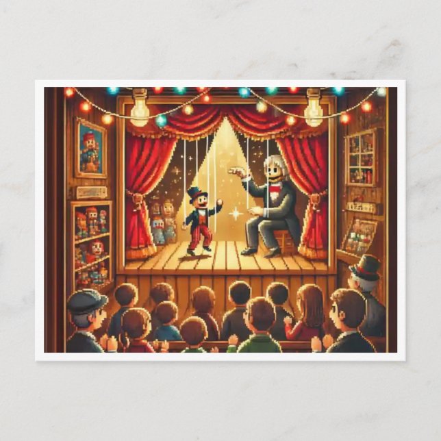 Cartão postal do Dia Nacional da Puppetry Pixel (Frente)