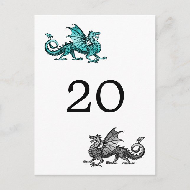 Cartão postal do Dragão de Prata Teal (Frente)