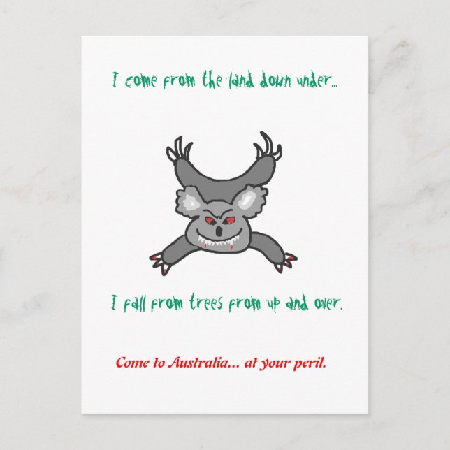 Cartão postal do Dropbear Australis (Frente)