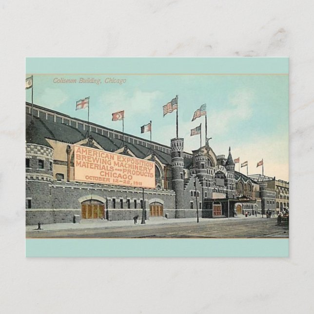 Cartão postal do edifício Coliseum Vintage Chicago (Frente)