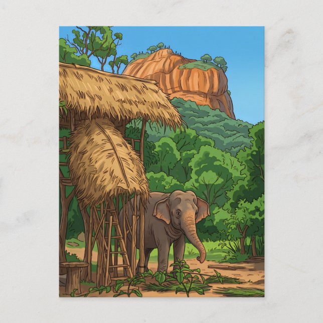 Cartão postal do elefante em Sigiriya (Frente)