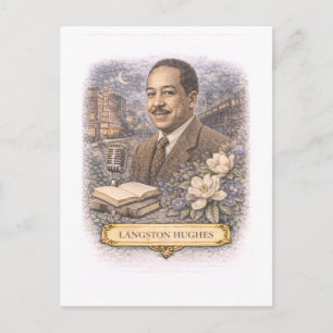 Cartão postal do escritor Langston Hughes em estil