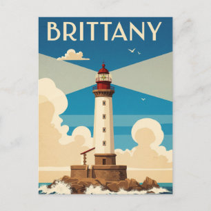 Cartão Postal do Farol da Bretanha Vintage França