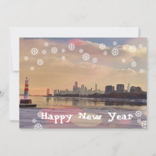 Cartão postal do Feliz ano novo Skyline Chicago