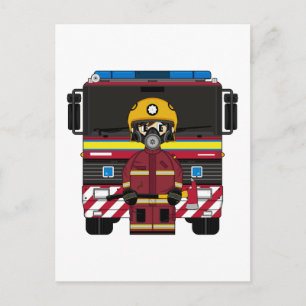 Cartão postal do Fireman e do Motor de Fogo