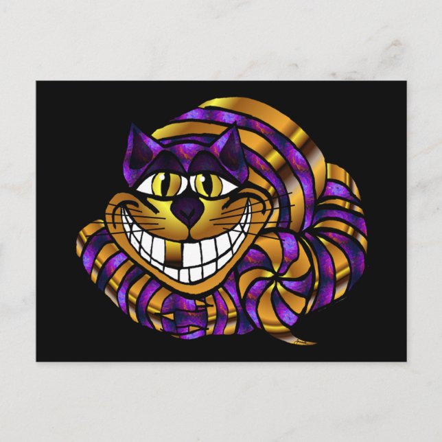 Cartão postal do gato de Cheshire dourado (Frente)