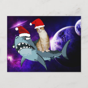 CARTÃO POSTAL DO GATO DE NATAL NO ESPAÇO MONTADO N