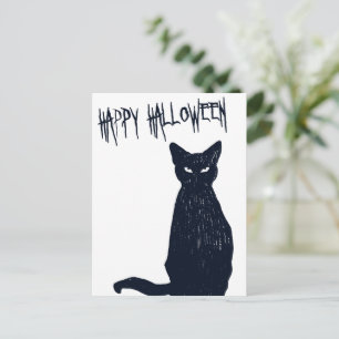 Cartão postal do gato preto do Halloween Silhueta