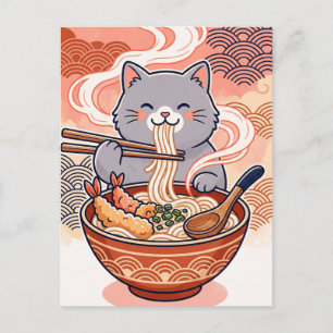 Cartão Postal do Gato Sushi
