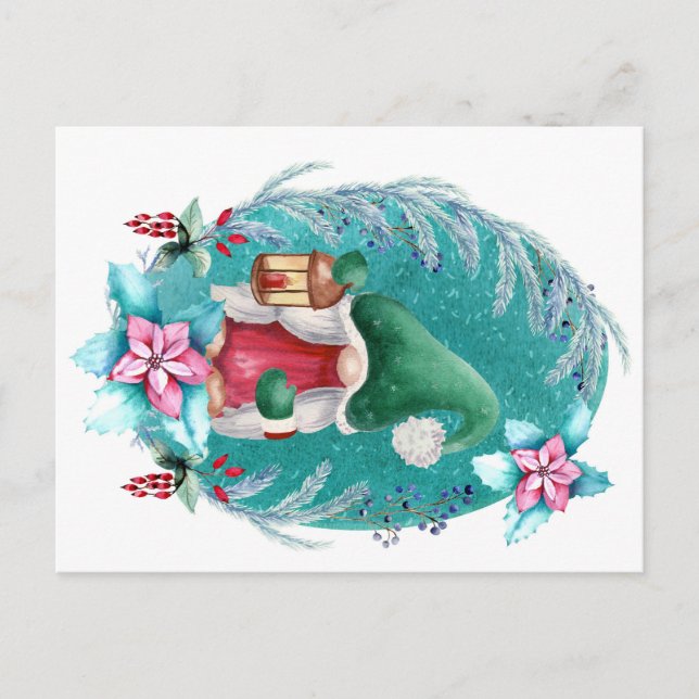 Cartão postal do Gnomo Natal - Feriado Adorável (Frente)