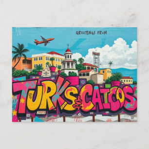 Cartão postal do grafite britânico das Ilhas Turca