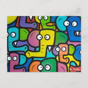 Cartão postal do GRAFITE ELEPHANTS