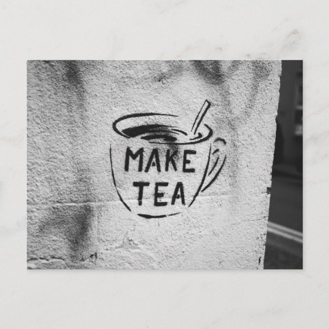 cartão postal do grafite stencil art "make tea" (Frente)
