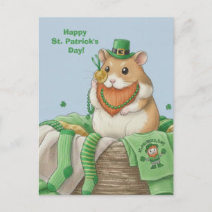 Cartão postal do hamster do dia de São Patrício