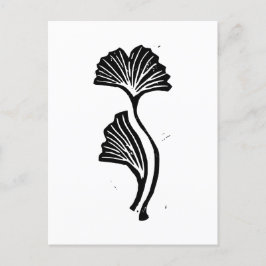 Cartão postal do Impressão Gingko Leaf Lino